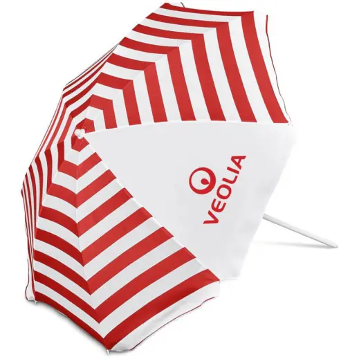 Serendipio Tanereef Stripe Beach Umbrella Red Branded